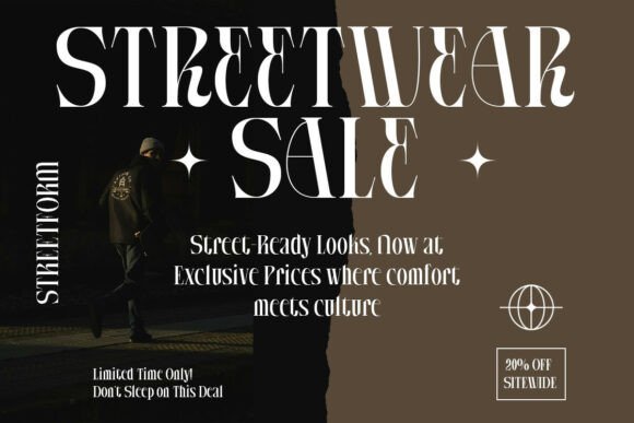 Almanac Zitole font shown in a dark promotional design