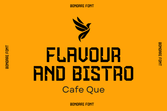 Bondari font shown in a cafe logo example