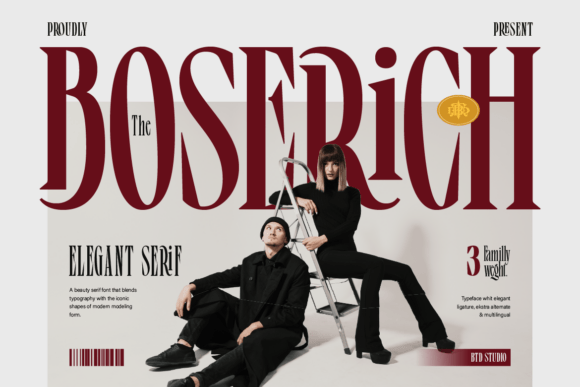Boserich elegant serif font preview