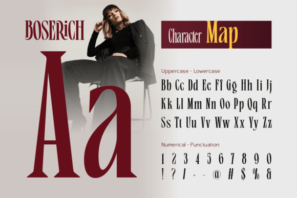 Boserich font shown in a fashion editorial design