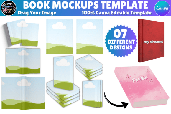 Creative Fabrica preview for Canva Editable Book Mockups Template