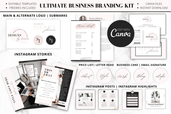 Preview of the Complete Business Branding Kit for Canva by StudioEburnean