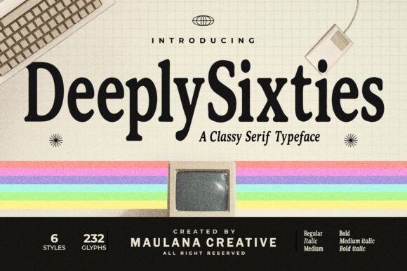 Deeplysixties retro serif font product preview