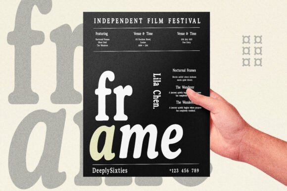 Deeplysixties font editorial design preview