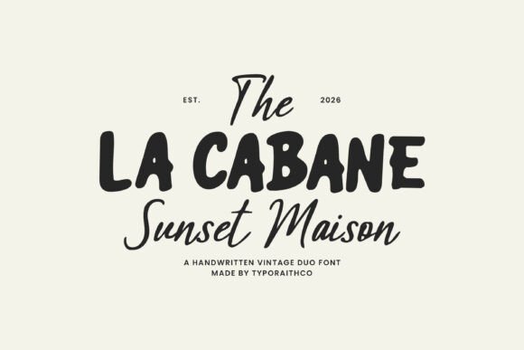 La Cabane retro display and handwritten script font preview