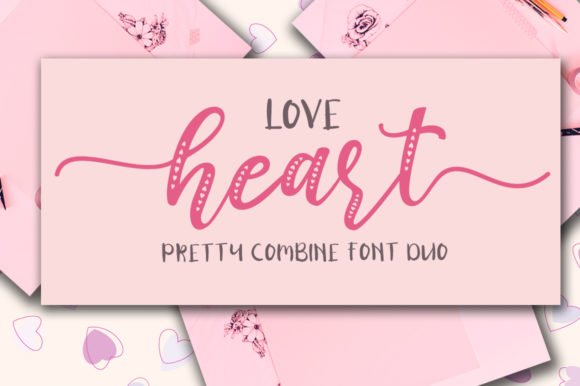 Love Heart Duo hand-lettered script and companion font preview