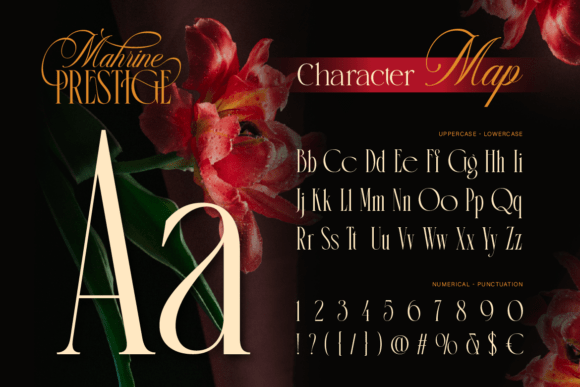 Mahrine Prestige font character map preview