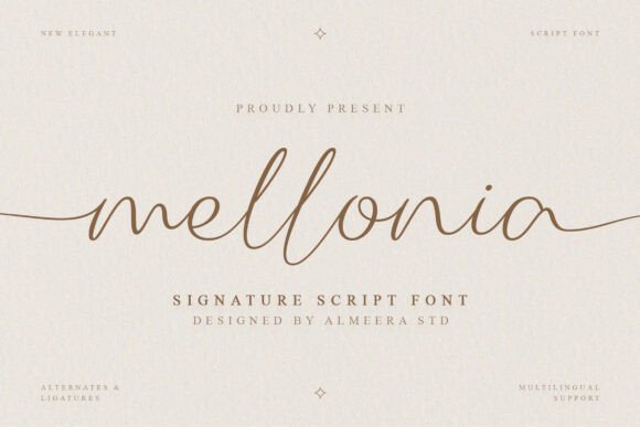 Mellonia signature script font preview