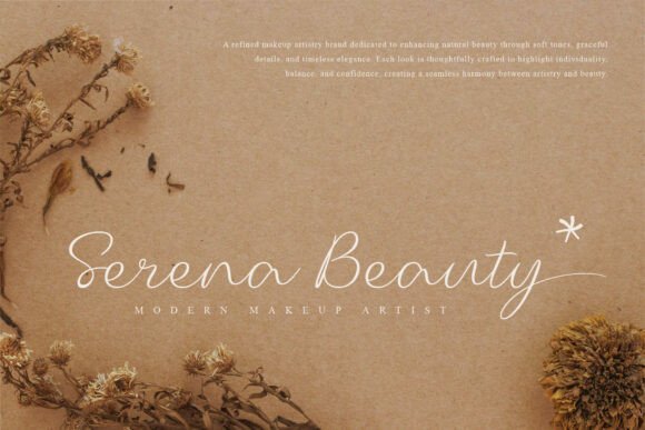 Mellonia script font shown in a beauty branding example