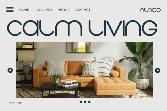 Nubico font shown in a modern interior branding example