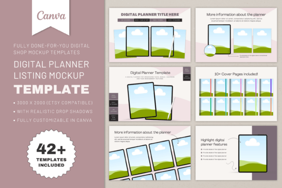 Creative Fabrica preview for Portrait Digital Planner Listing Mockup