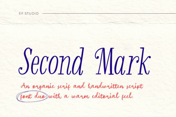 Second Mark Duo organic serif and handwritten script font preview