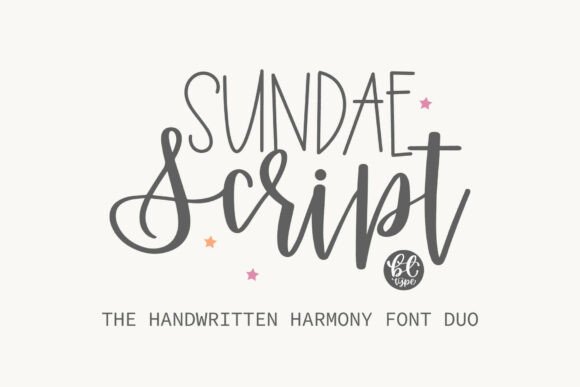 Sundae Script Duo brush script and tall sans serif font preview
