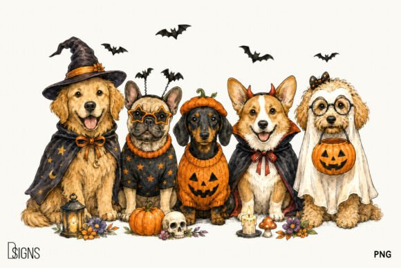 Cute Halloween Fall Dog Lover Clipart preview