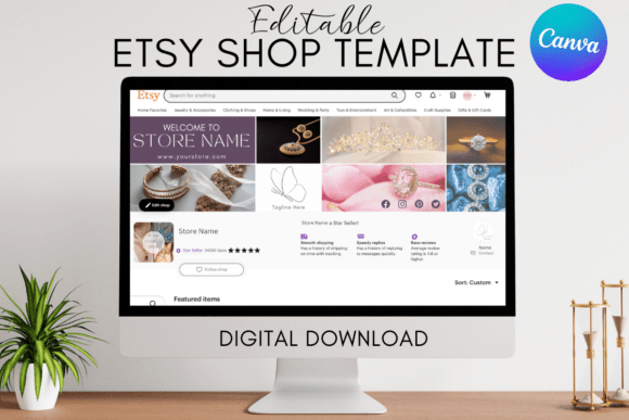 Creative Fabrica preview for Etsy Shop Branding Kit Canva Template