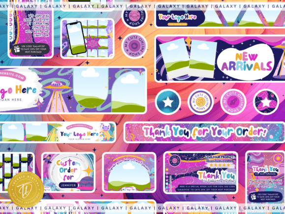 Creative Fabrica preview for Etsy Shop Bundle Canva Template GALAXY