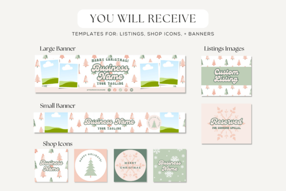 Creative Fabrica preview for Holiday Etsy Shop Banners Canva Template