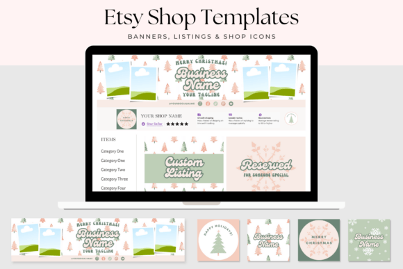 Creative Fabrica preview for Holiday Etsy Shop Banners Canva Template