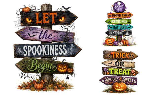 Spooky Halloween Signpost PNG Bundle preview