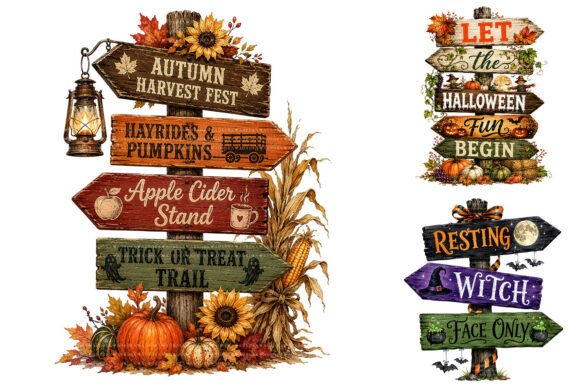 Spooky Halloween Signpost PNG Bundle preview