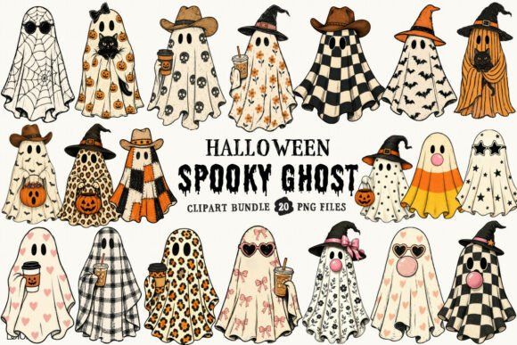 Vintage Halloween spooky ghost graphic preview